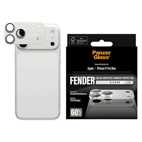 Zaščita objektiva Fender za iPhone 17 Pro Max, Srebrna, PanzerGlass
