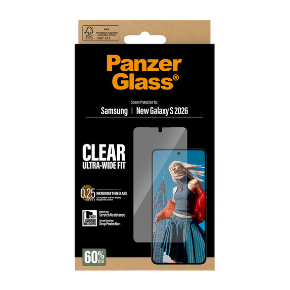 PanzerGlass - UWF kaljeno steklo z aplikatorjem za Samsung Galaxy S26, prozorno
