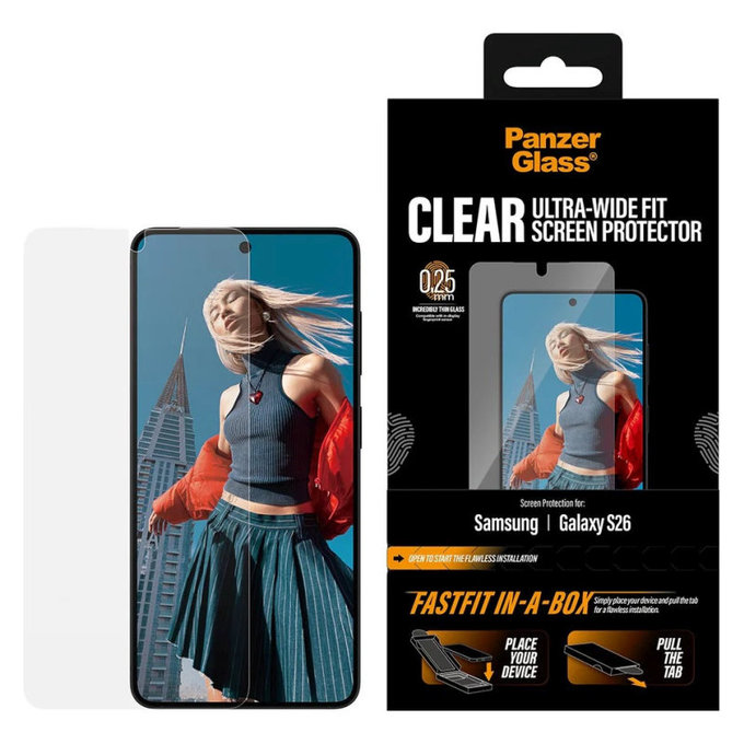 UWF kaljeno steklo s FASTFIT In-A-Box za Samsung S26, Transparent, PanzerGlass