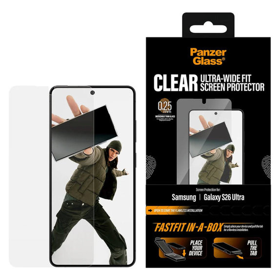 UWF kaljeno steklo s FASTFIT In-A-Box za Samsung S26 Ultra, Prozorna, PanzerGlass