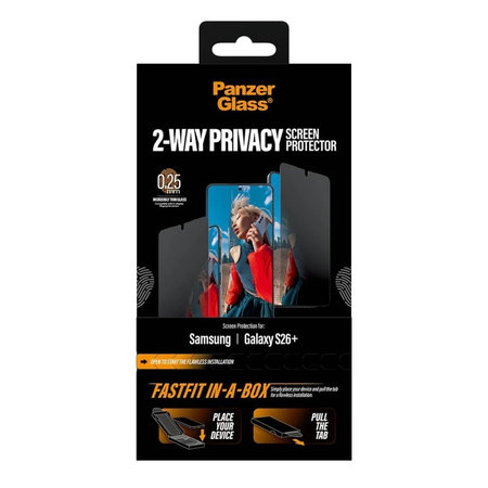 PanzerGlass - UWF 2-Way Privacy kaljeno steklo s FASTFIT In-A-Box za Samsung Galaxy S26+, prozorno