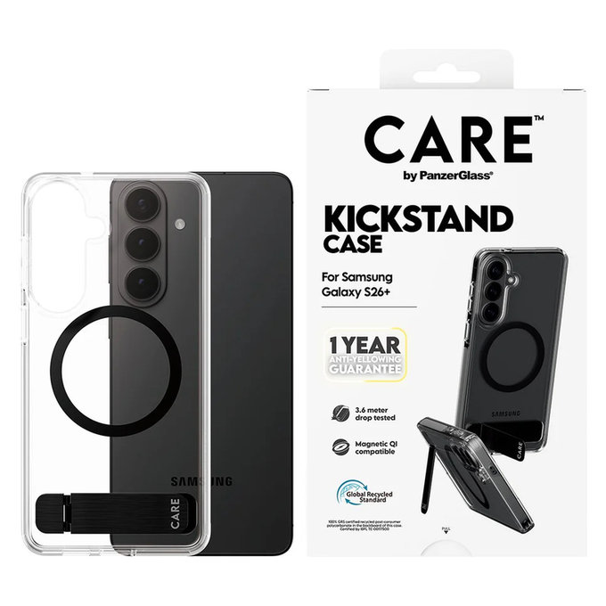 Ovitek Kickstand s črnim QI za Samsung Galaxy S26+, Črna, PanzerGlass