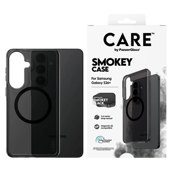 Ovitek Smokey s črnim QI za Samsung Galaxy S26+, Črna, PanzerGlass