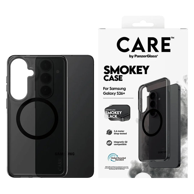 Ovitek Smokey s črnim QI za Samsung Galaxy S26+, Črna, PanzerGlass