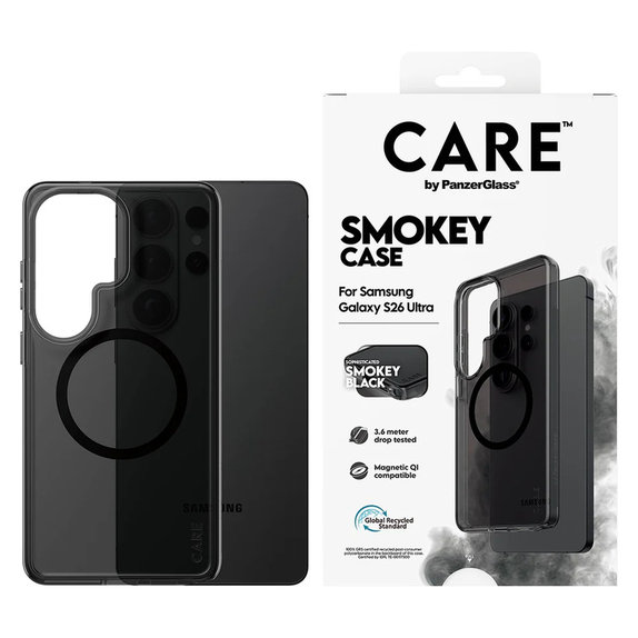 Ovitek Smokey s črnim QI za Samsung Galaxy S26 Ultra, Črna, PanzerGlass
