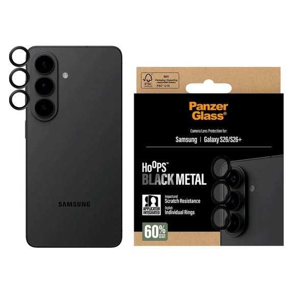 Zaščita objektiva Hoops za Samsung S26/S26+, Črna, PanzerGlass