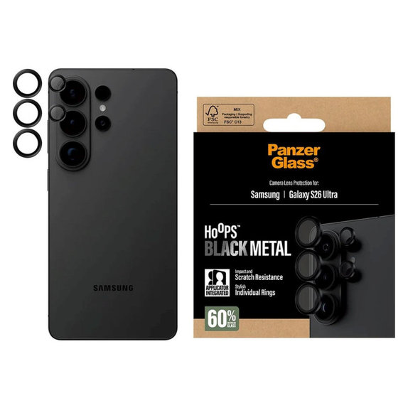 Zaščita objektiva Hoops za Samsung S26 Ultra, Črna, PanzerGlass