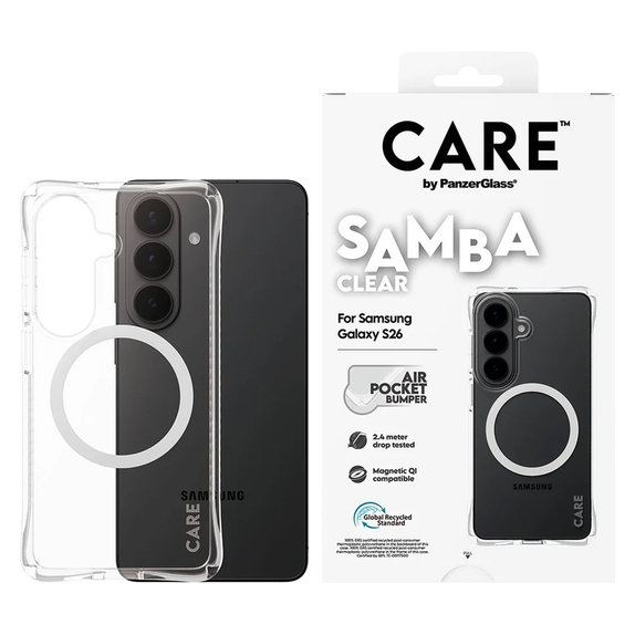 Ovitek Samba z belim QI za Samsung Galaxy S26, Prozorna, PanzerGlass