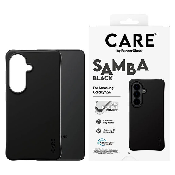 Ovitek Samba s QI za Samsung Galaxy S26, Črna, PanzerGlass