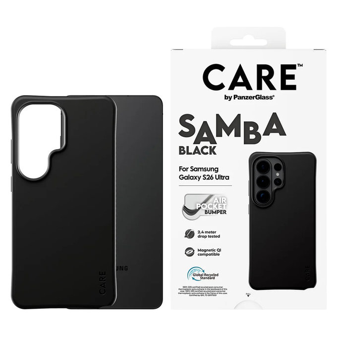 Ovitek Samba s QI za Samsung Galaxy S26 Ultra, Črna, PanzerGlass