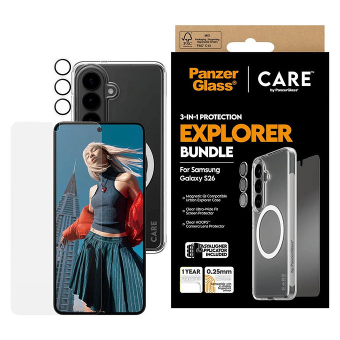 Bundle 3v1 Explorer za Samsung S26, PanzerGlass
