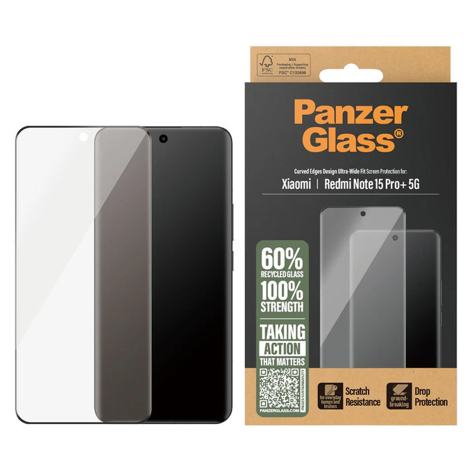 Kaljeno steklo UWF za Xiaomi Redmi Note 15 Pro+ 5G, Črna, PanzerGlass