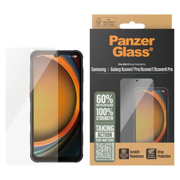 Kaljeno steklo UWF za Samsung Galaxy Xcover7 Pro/Xcover7/Xcover6 Pro, Prozorna, PanzerGlass