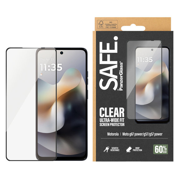 Kaljeno steklo UWF za Motorola Moto G57 Power 5G, Črna, SAFE by PanzerGlass