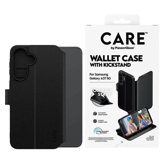 Ovitek Wallet Kickstand za Samsung Galaxy A37, Črna, PanzerGlass