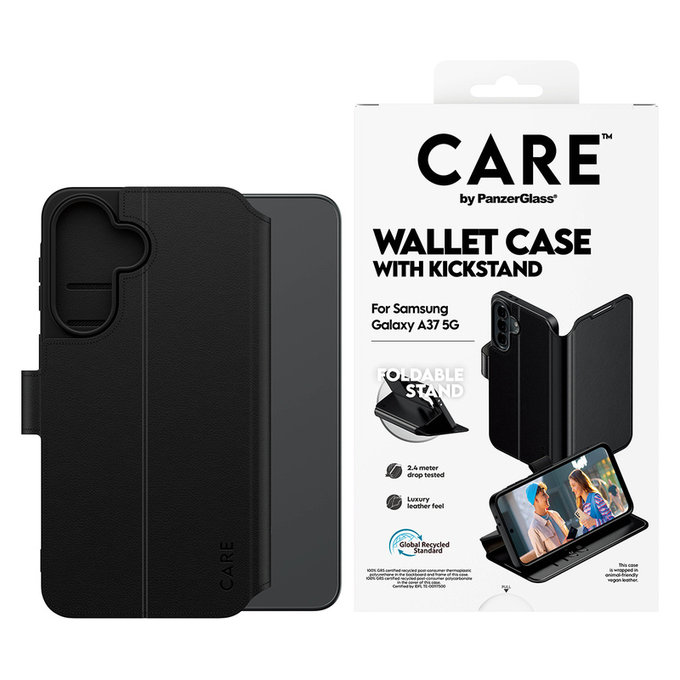 Ovitek Wallet Kickstand za Samsung Galaxy A37, Črna, PanzerGlass