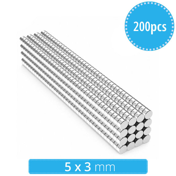 Neodimski valjasti magnet N35, 5 x 3mm, 200 kos
