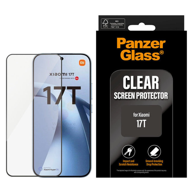 Kaljeno steklo UWF za Xiaomi 17T, Črna, PanzerGlass
