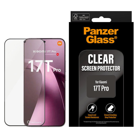 Kaljeno steklo UWF za Xiaomi 17T Pro, Črna, PanzerGlass