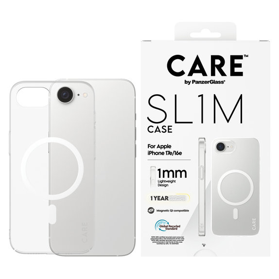 Ovitek SL1M z MagSAFE by PanzerGlass za iPhone 17e/16e, Prozorna, PanzerGlass