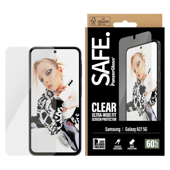 Kaljeno steklo UWF z aplikatorjem za Samsung Galaxy A27, Prozorna, SAFE by PanzerGlass