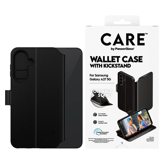 Ovitek Wallet Kickstand za Samsung Galaxy A27, Črna, PanzerGlass