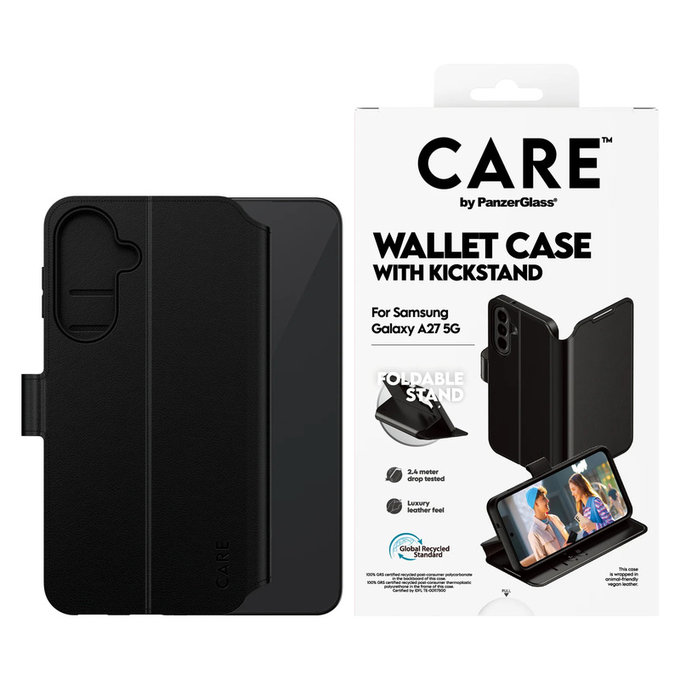 Ovitek Wallet Kickstand za Samsung Galaxy A27, Črna, PanzerGlass