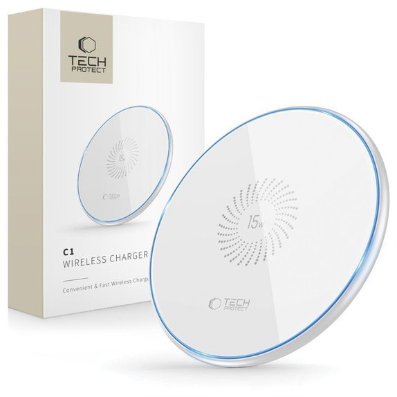 Brezžični polnilnik QI15W-C1 15W, bela, Tech-Protect