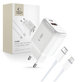 Omrežni polnilnik C20W 2-PORT PD 20W / QC3.0 + Lightning Cable, bela, Tech-Protect
