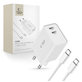 Omrežni polnilnik C35W 2-PORT PD 35W + USB-C Cable, bela, Tech-Protect