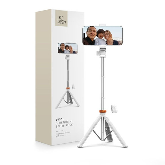 Selfie palica s stojalom L03S, bela, Tech-Protect
