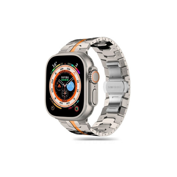Pašček Stainless Line za Apple Watch 8 / 9 / 10 / 11 / SE / Ultra (44 / 45 / 46 / 49 mm), Titanium/Orange, Tech-Protect
