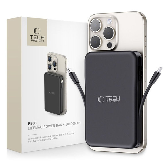 Powerbank PB31 Lifemag MagSafe 10000mAh, črna, Tech-Protect