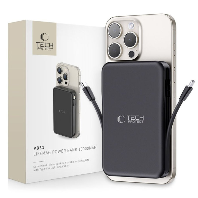 Powerbank PB31 Lifemag MagSafe 10000mAh, črna, Tech-Protect