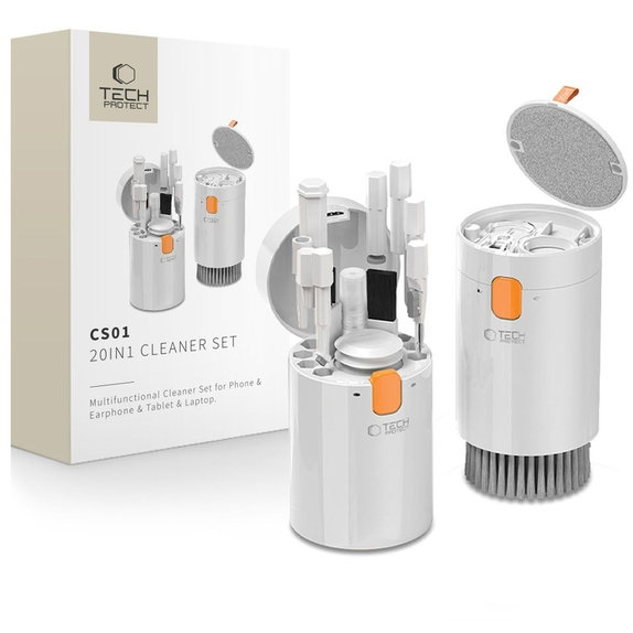 Čistilni komplet CS01 20 v 1 za elektroniko, bela, Tech-Protect
