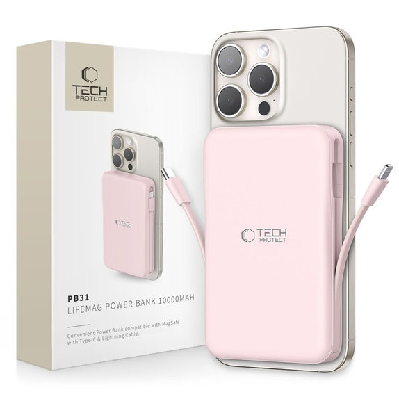 Powerbank PB31 Lifemag MagSafe 10000mAh, roza, Tech-Protect