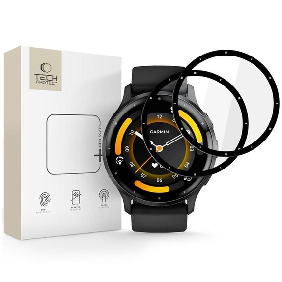 Hibridno steklo Glass Flex+ 2-PACK za Garmin Venu 3, črna, Tech-Protect