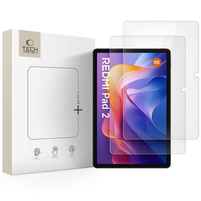 Kaljeno steklo Glass Fit+ 2-PACK za Xiaomi Redmi Pad 2 / SE 11.0, prozorna, Tech-Protect
