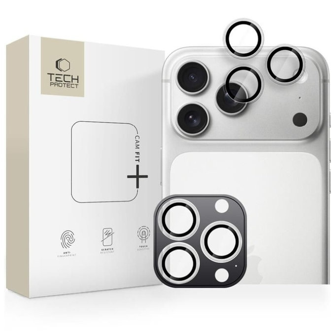 Zaščita kamere Camring Fit+ za iPhone 14 Pro / Max / 15 Pro / Max / 16 Pro / Max / 17 Pro / Max, prozorna, Tech-Protect