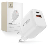 Omrežni polnilnik NCA20 2-PORT PD 20W / QC3.0, bela, Tech-Protect
