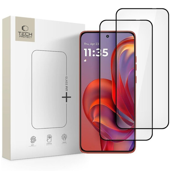 Kaljeno steklo Glass Fit+ 2-PACK za Motorola Edge 50 Neo / 60 Neo, črna, Tech-Protect