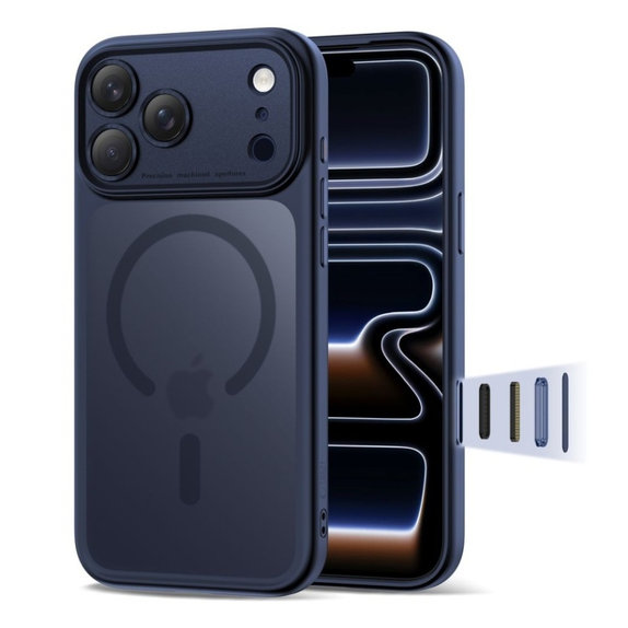 Ovitek MagPeak MagSafe CC za iPhone 17 Pro, Matte Deep Blue, Tech-Protect