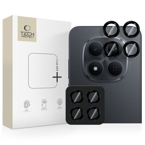 Zaščita kamere Camring Fit+ za Xiaomi Poco M8 Pro / Redmi Note 15 Pro 5G / 15 Pro+ Plus 5G, črna, Tech-Protect