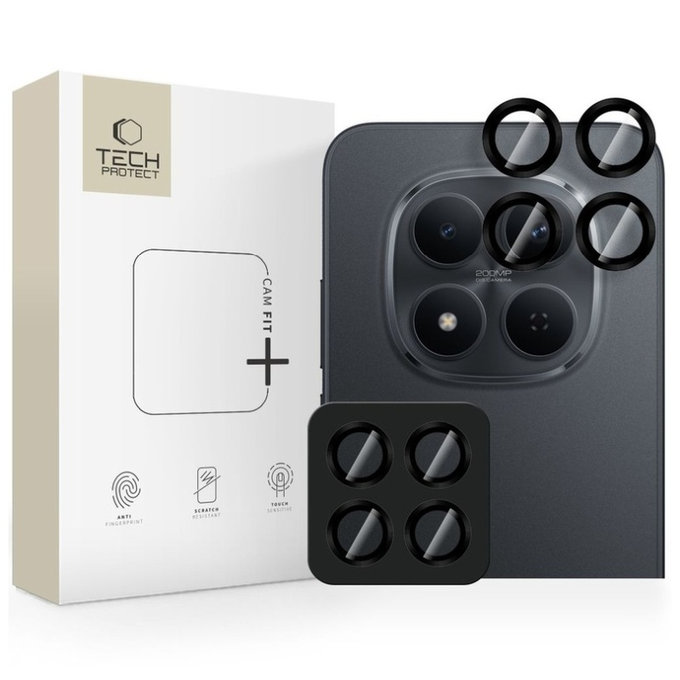 Zaščita kamere Camring Fit+ za Xiaomi Poco M8 Pro / Redmi Note 15 Pro 5G / 15 Pro+ Plus 5G, črna, Tech-Protect