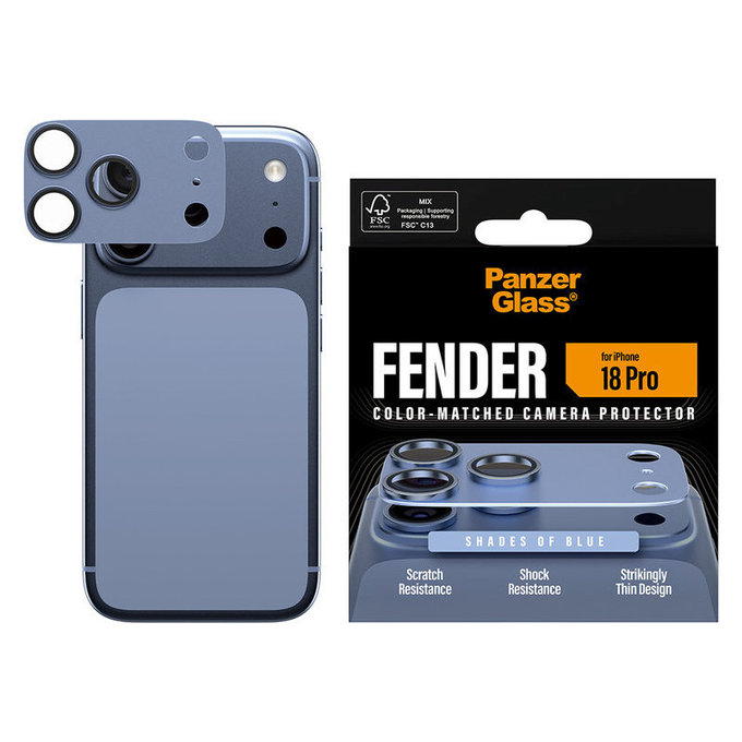 Zaščita objektiva Fender za iPhone 18 Pro, Italian Blue, PanzerGlass