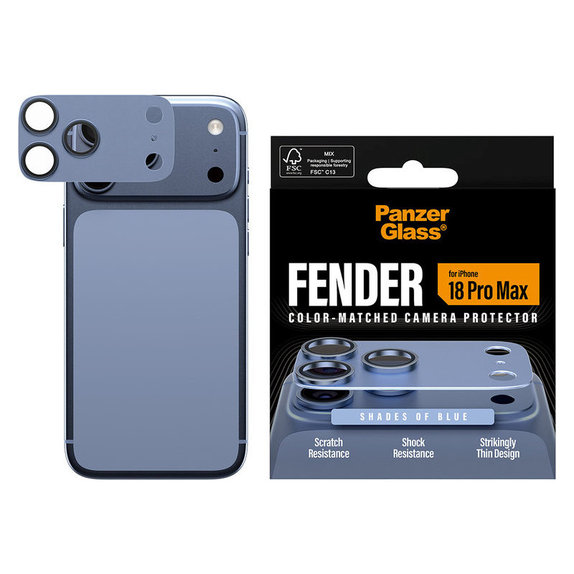 Zaščita objektiva Fender za iPhone 18 Pro Max, Italian Blue, PanzerGlass