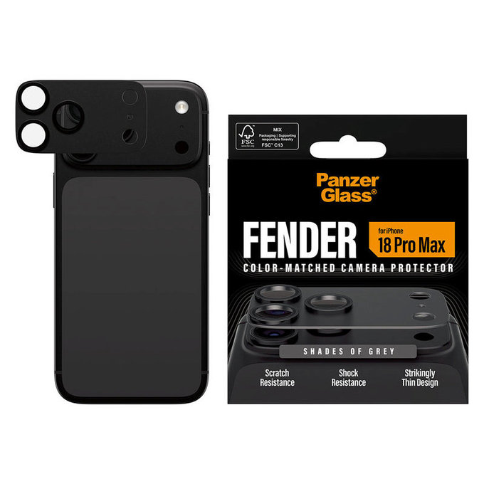 Zaščita objektiva Fender za iPhone 18 Pro Max, Shades of Grey, PanzerGlass