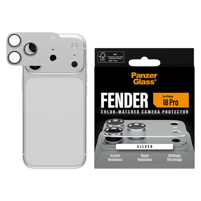 Zaščita objektiva Fender za iPhone 18 Pro, Srebrna, PanzerGlass