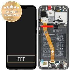 Huawei P Smart Plus (Nova 3i) - LCD zaslon + steklo na dotik + okvir + baterija (Black) - 02352BUE Genuine Service Pack