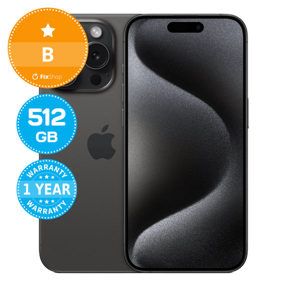Apple iPhone 15 Pro Black Titanium 512GB B Prenovljen
